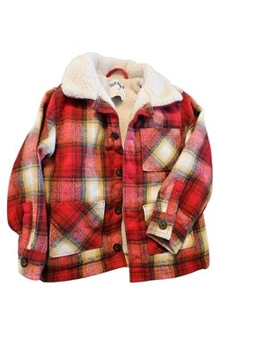 Old Navy Red Plaid Sherpa-Lined Jacket Kids Size 4t
